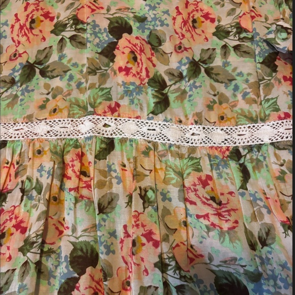 Zara peasant warm colours floral ruffles and lace low wasted mini dress NWT - Picture 3 of 11